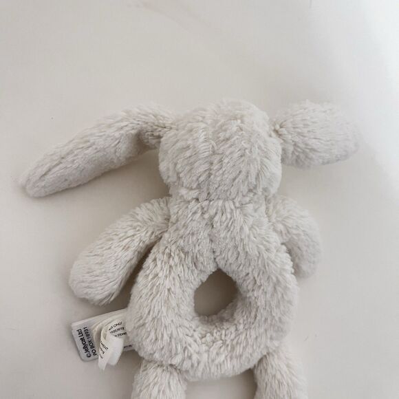 Little Jellycat Off-White Bunny Rabbit Plush Ring Rattle Lovey Toy Grabber 7'' - Picture 9 of 10